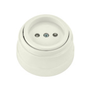 Розетка 1-ая (открытая, б/з, з/ш) бежевая, Ретро  BYLECTRICA РА16-0205беж