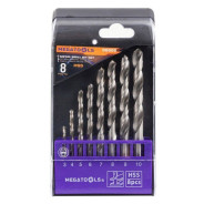 Сверла по металлу, набор 8пр. (3-10мм)  MEGATOOLS MT-DBS08