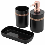 Набор для ванной комнаты 3пр. (дозатор для мыла, подставка для зубных щеток, лоток для аксессуаров) ...La and Te beaute LT-BSP-13BK