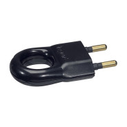 Вилка с кольцом 6А 2Р, пластик, черный  LEGRAND 50163