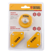 Набор из 2 магнитных сварочных фиксаторов и магнитной клеммы "масса"  ...DENZEL 97557