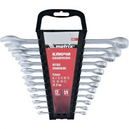 Набор ключей комбинированных, 6 - 22 mm, 12 шт., CrV, матовый хром  ...Matrix 15412