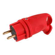 Вилка угловая с ушком (с/з, 16А, 250В) каучук, красная (В16-002)  ...ЮПИТЕР JP7602-06