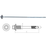 Саморез для сэндвич-панелей 6.3/5.5х205 mm цинк, шайба с прокладкой (90 шт)  ...STARFIX SMC5-39015-90