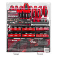 Набор отверток и бит 100пр, на пластиковом стенде  FORCEKRAFT FK-10100