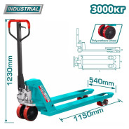 Тележка гидравлическая для поддонов 3000 кг  TOTAL THT301301