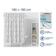 Шторка для ванной (12 колец в комплекте), 180x180 см, Secret, белый мрамор (Материал: ПЭВА)  ...PERFECTO LINEA 36-118201