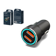 Устройство зарядное автомобильное c двумя портами (USB-A + USB-A) c LED-подсветкой, 12Вт ()  ...REXANT 18-2242-5