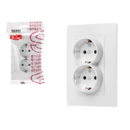 Розетка 2-ая (скрытая, с/з) белая, Steen  LEIDEN ELECTRIC 8760908060361