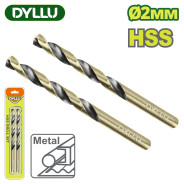 Сверло по металлу HSS 2мм   (2шт.)DYLLU DTTD1K02