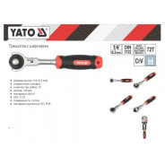 Ключ трещоточный для головок с шарниром  1/4" T72 CrV Yato  YATO YT-07200