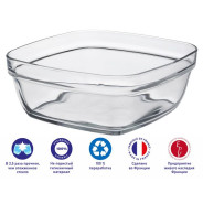 Салатник стеклянный, 170 mm, квадратный, серия Lys Carre Clear  DURALEX 2034AF06A4111