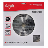 Диск пильный 300x2.8х32/30 мм Z60 по дереву (1820.057200)  ELITECH 187799