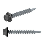 Саморез кровельный 5.5х25  мм. цинк, шайба с прокл., PT3, RAL 7024 (4500 шт в коробе) (по металлу, ц...STARFIX SM-32502-4500