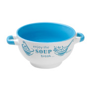 Супница керамическая, 140 mm, круглая, серия Окрошка, бело-голубая  ...PERFECTO LINEA 18-292413