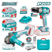 Набор аккумуляторного инструмента, 20В , 2 АКБ 2,0 и 4,0 А/ч,    ...TOTAL TCKLI20273