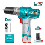 Дрель-шуруповерт, 12В, 2АКБ 1,5 А/ч, 20Нм,1500 об.мин , TIDLI12202TOTAL 
