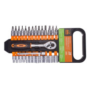Набор головок и бит с трещоткой 28пр. 1/4''(4-13мм, Torx:T10,15,20,25,30, Hex:3-6мм,SL:4,5.5,7мм, PH...ISMA ISMA-2028-5