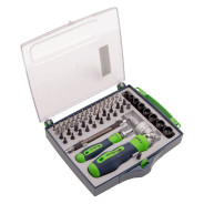 Отвертки реверсивные с набором бит и торцевых головок, 61 предм., CrV  ...Сибртех 13363