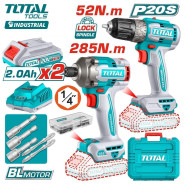 Набор аккумуляторных инструментов, 20В, 2АКБ 2,0 А/ч,  TOTAL TCKLI20272