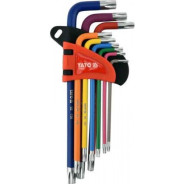 Ключи TORX с отверстием T10-T50 удл. разноцветные S2 (набор 9шт.)  ...YATO YT-05633