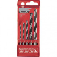 Набор сверл по дереву, 4-5-6-8-10 мм, 5шт., цилиндр. хвостовик, пластиковый кейс  ...Matrix 70281