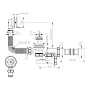 Сифон для ванны с выпуском и переливом, с гибкой трубой 40х50,  ...AV Engineering AVE000155