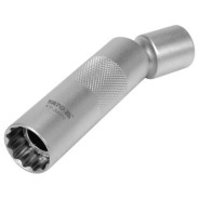 Головка свечная 3/8" 12-гранная 16mm L98mm шарнирная с магнитом CrV   ...YATO YT-38517