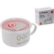 Кружка для супа с крышкой с паровыпуском, 850 мл, керамическая, EGG  ...PERFECTO LINEA 17-902172