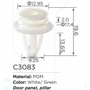 Клипса для крепления внутренней обшивки а/м Ниссан/ Пежо/ Рено пластиковая (100шт/уп.)  ...Forsage клипса C3083GreenNOSeal(Nissan/Peugeot/Ren