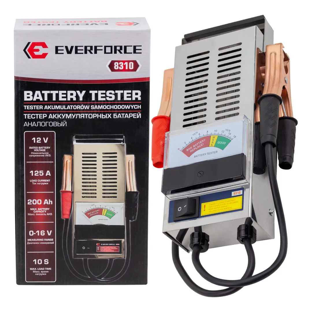 Тестер аккумуляторных батарей аналоговый 12V, 125A, 200Ah  EVERFORCE EF-8310