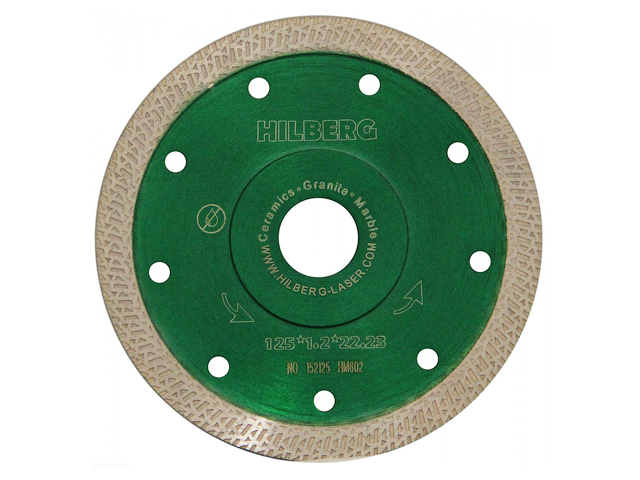 Алмазный круг 125х22 mm по керамике сплошной ультратонкий S-тип Turbo (1.22mm)  ...HILBERG HM602