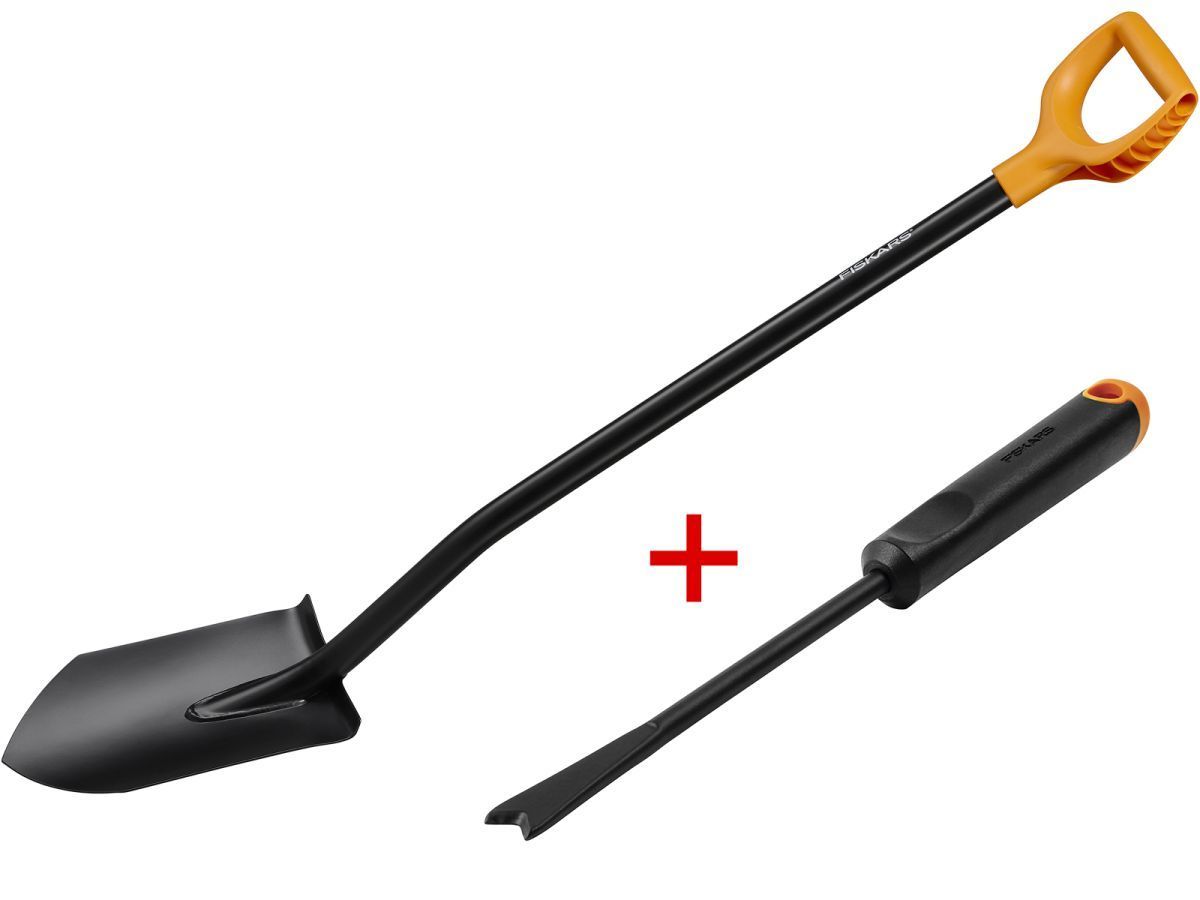 Лопата штыковая Solid + АКЦИЯ (нож для прополки) (набор) FISKARS 1066716А