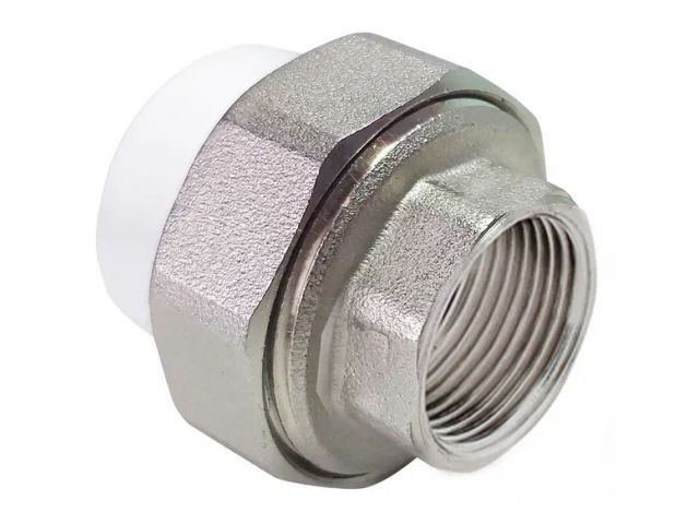 Американка ПП (усил.) вн. 20х1/2". бел. (Соединение разборное усиленное внутренняя резьба полипропиленовое) РосТурПласт 33591
