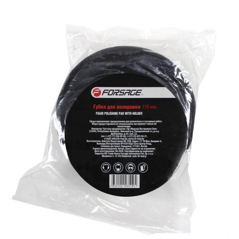 Губка для полировки на диске 150mm (М14) (цвет черный)  Forsage F-PSP150C
