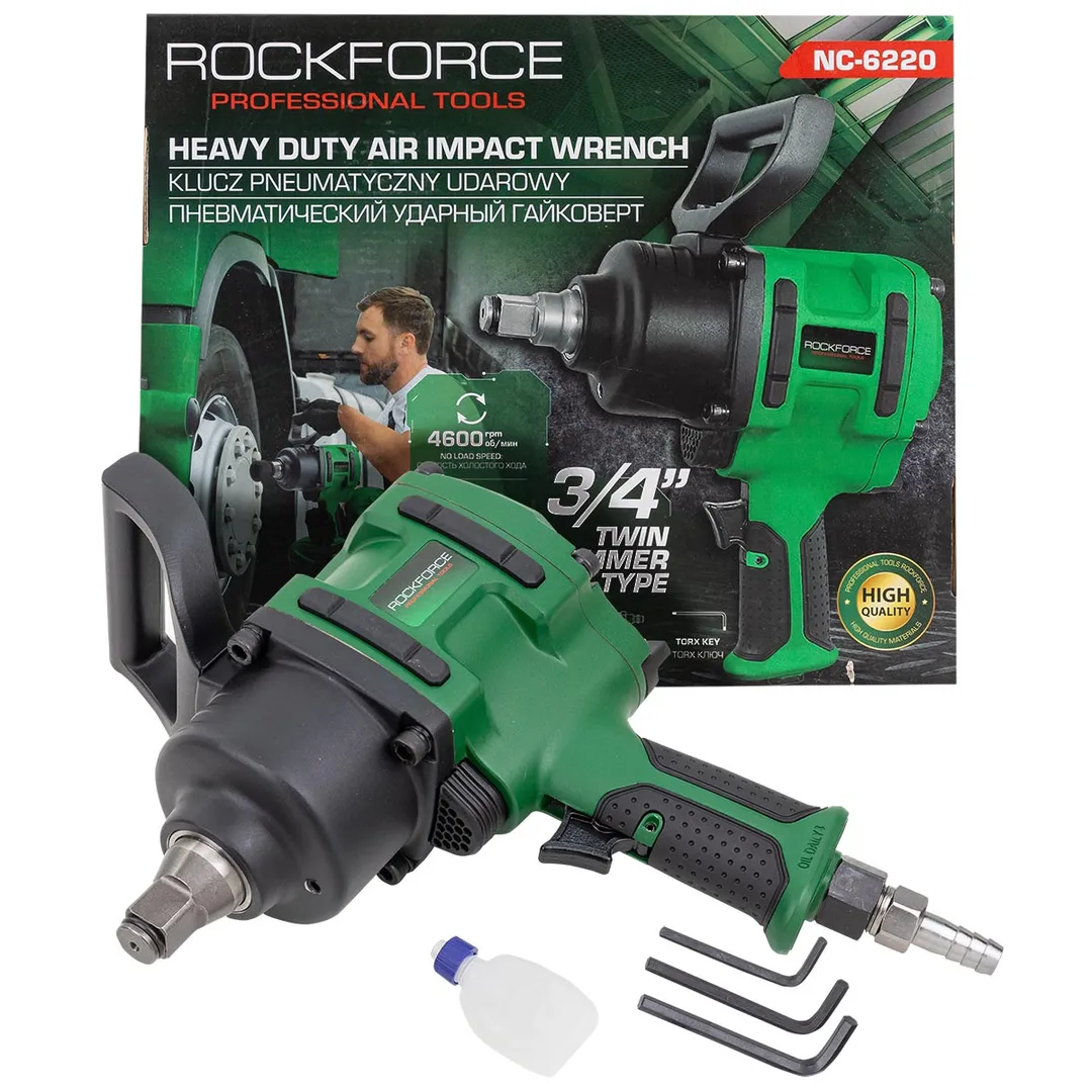 Гайковерт пневматический ударный 3/4'',2400Нм, 4600 об.мин, 6.3 бар,   ...Rock FORCE RF-NC-6220