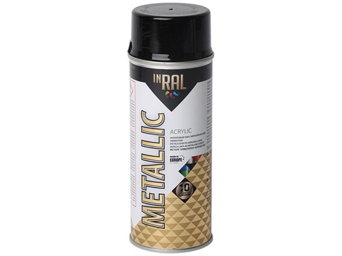 Лак на акриловой основе черный METALLIC SPRAY 400мл, INRAL 26-7-8-004