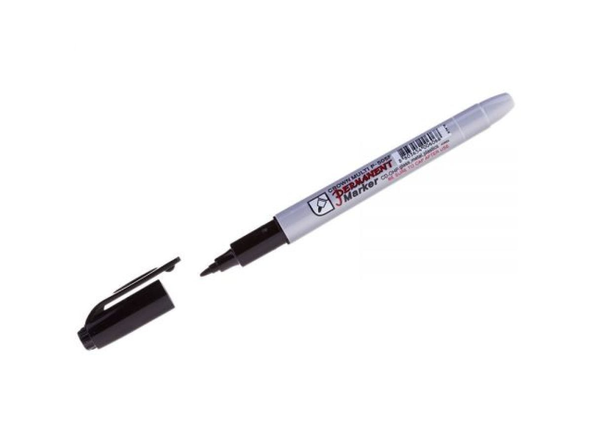 Маркер перманентный Crown "Multi Marker Super Slim" черный, пулевидный (толщ. линии 1.0 мм. Цвет черный) (CROWN маркеры) CROWN маркеры P-505Fblack