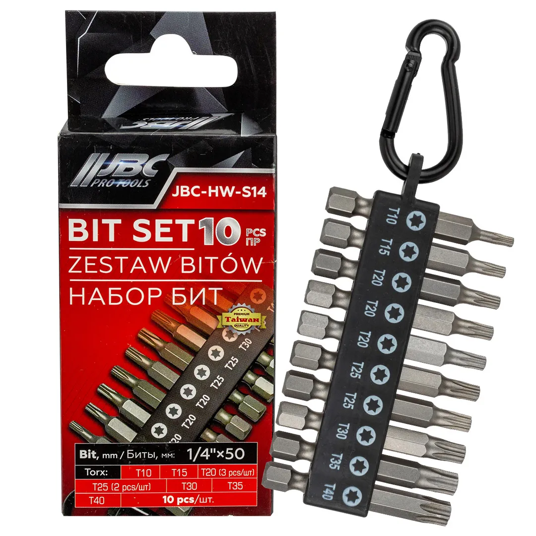 Биты TORX 1/4"х50мм, набор 10пр. JBC JBC-HW-S14