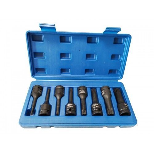 Набор головок-бит SPLINE ударных 8пр.,1/2"(M5, M6, M8, M10, M12, M14, M16, M18), в кейсе FORCEKRAFT FK-40811MPB