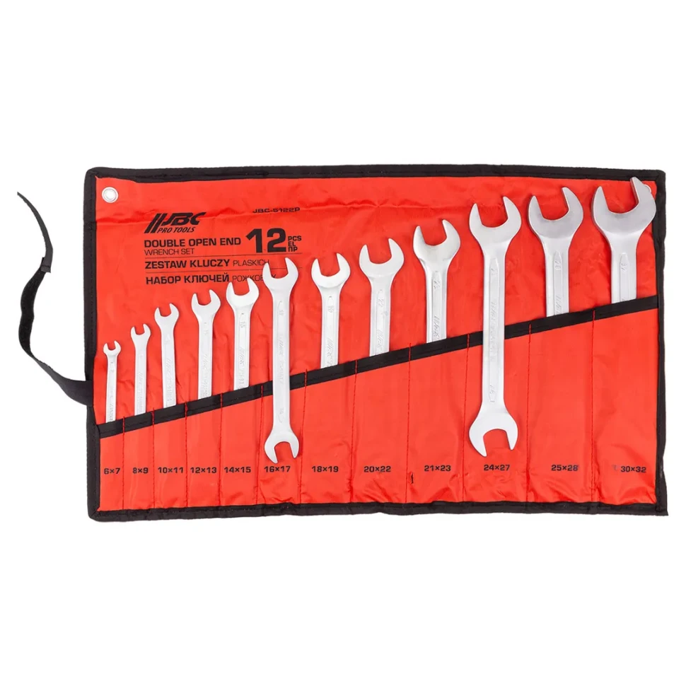 Ключи рожковые, набор 12пр. (6х7, 8х9, 10х11, 12х13, 14х15, 16х17, 18х19, 20х22, 21х23, 24х27, 25х28, 30х32мм) JBC JBC-5122P