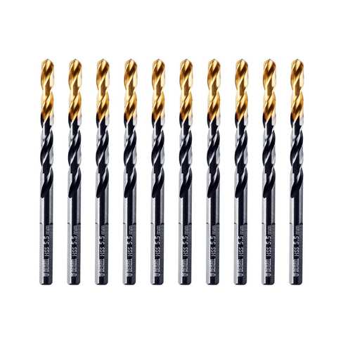 Сверло по металлу, 5.5 мм, HSS-Tin, Golden Tip, 10 шт.  DENZEL 717214