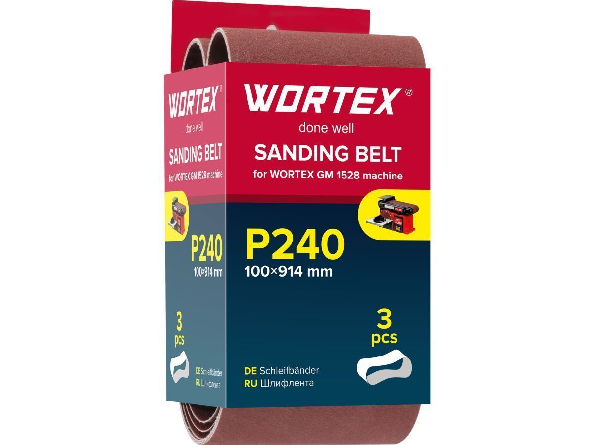 Шлифлента 100x914 мм P240 бесконечная 3 шт. для станка GM 1528 WORTEX 1325977