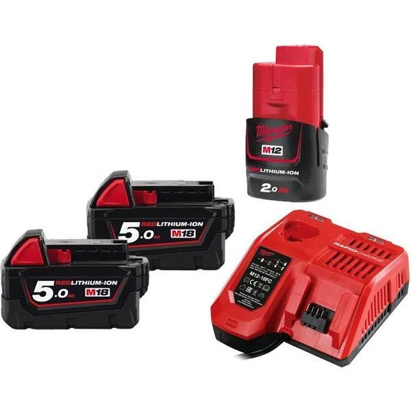 Энергокомплект M18 NRG-502 (5,0 Ah / 2 шт) + M12 B2 (2,0 Ah) MILWAUKEE 4933459217