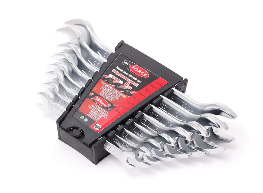 Набор ключей рожковых 8пр. (8х9, 10х11, 12х13, 14х15, 16х17, 18х19, 21х23, 22х24мм) в пласт.держател...Rock FORCE RF-5089