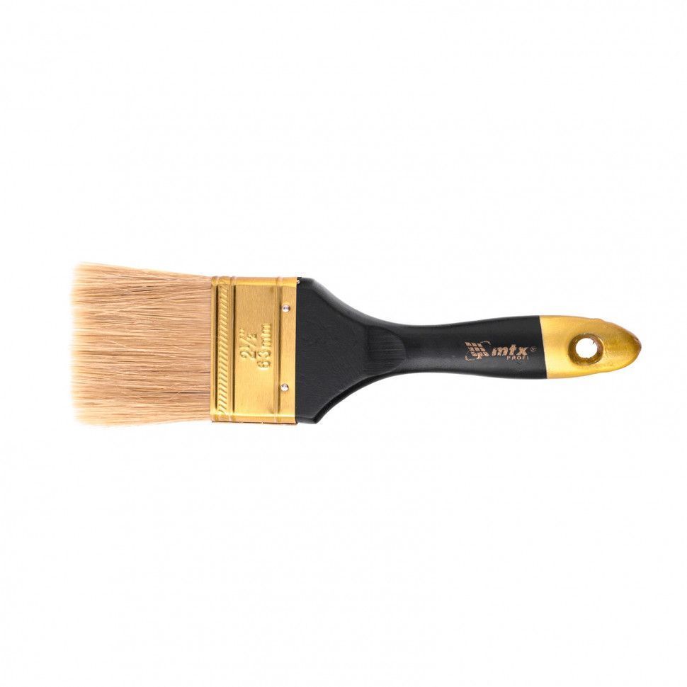 Кисть плоская "Профи" 2.5"(63мм), натуральная щетина, деревянная ручка  ...MTX 83153