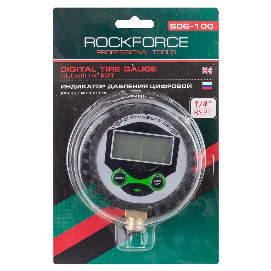 Индикатор давления цифровой для пневмосистем 1/4"(Psi, Kpa, Bar, Kgf/cm2) Rock FORCE RF-SDG-100