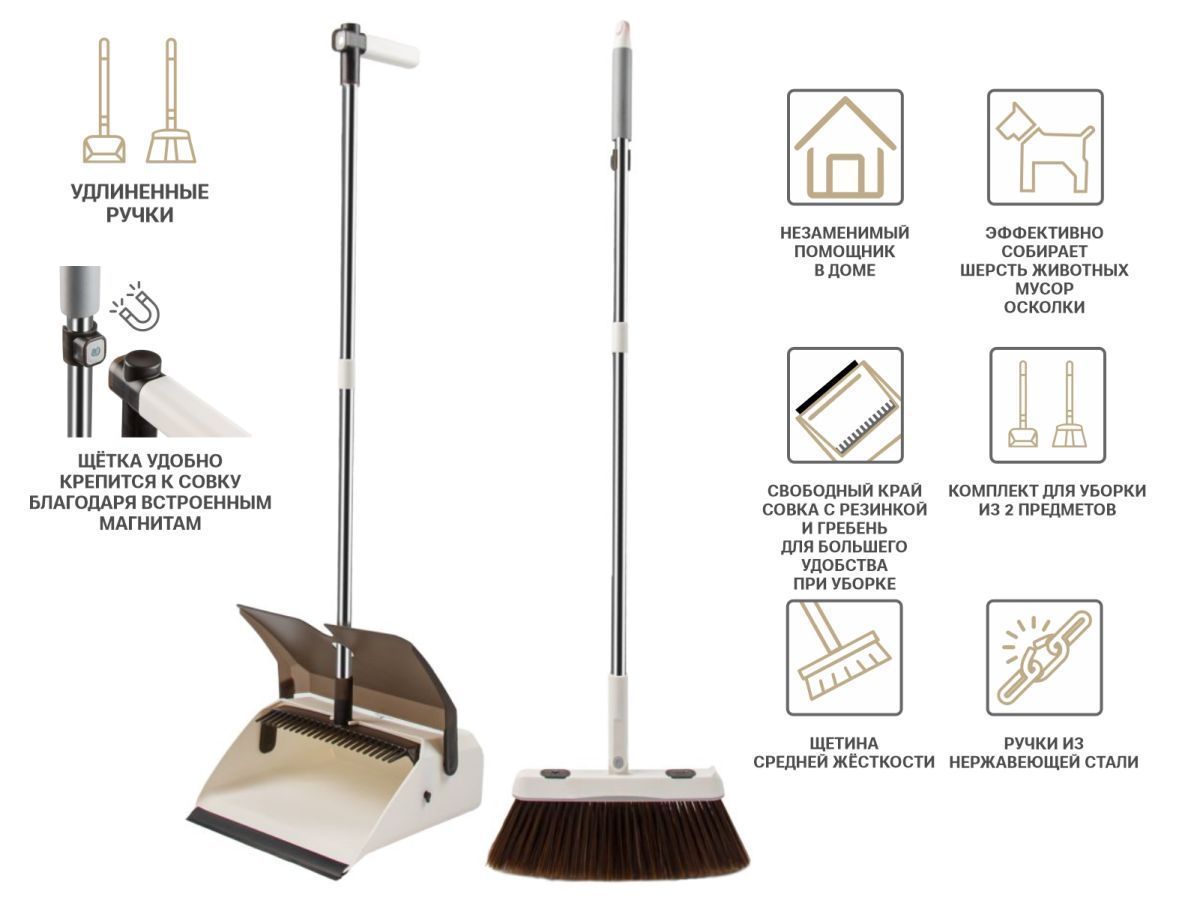 Щетка для пола + совок Magnet Grip (Набор для уборки) PERFECTO LINEA 43-242578