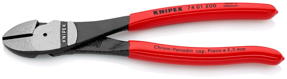 Бокорезы особой мощности, L-200 мм, чёрные, обливные рукоятки   ...KNIPEX 7401200