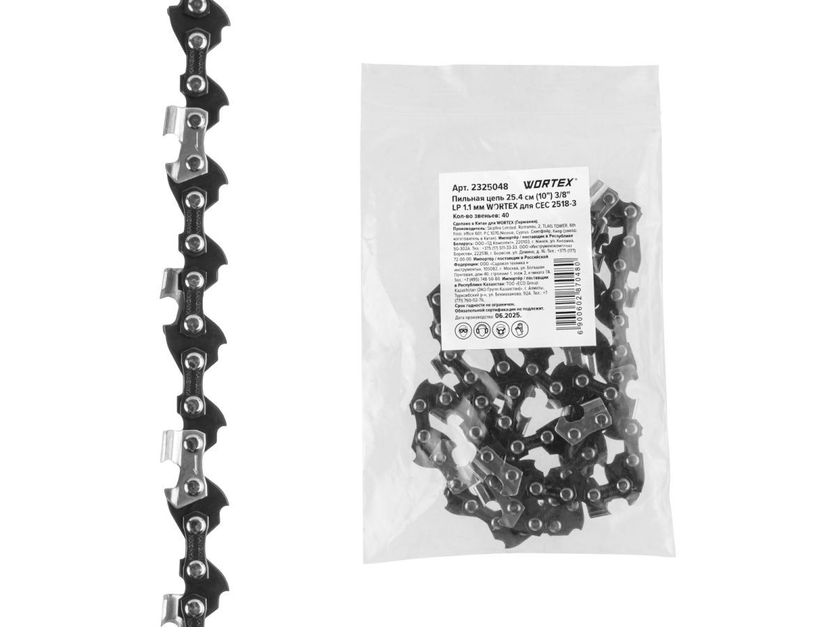 Пильная цепь 25.4 см (10") 3/8" LP 1.1 мм для CEC 2518-3 WORTEX 2325048
